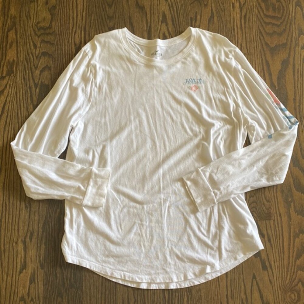 Hollister Logo White Long Sleeve Top
